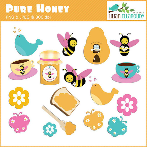 Honey Bee Spring Nature And Breakfasts Commercial Clipart   Free Clip