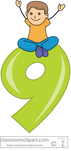 Numbers   Children With Number Nine   Classroom Clipart
