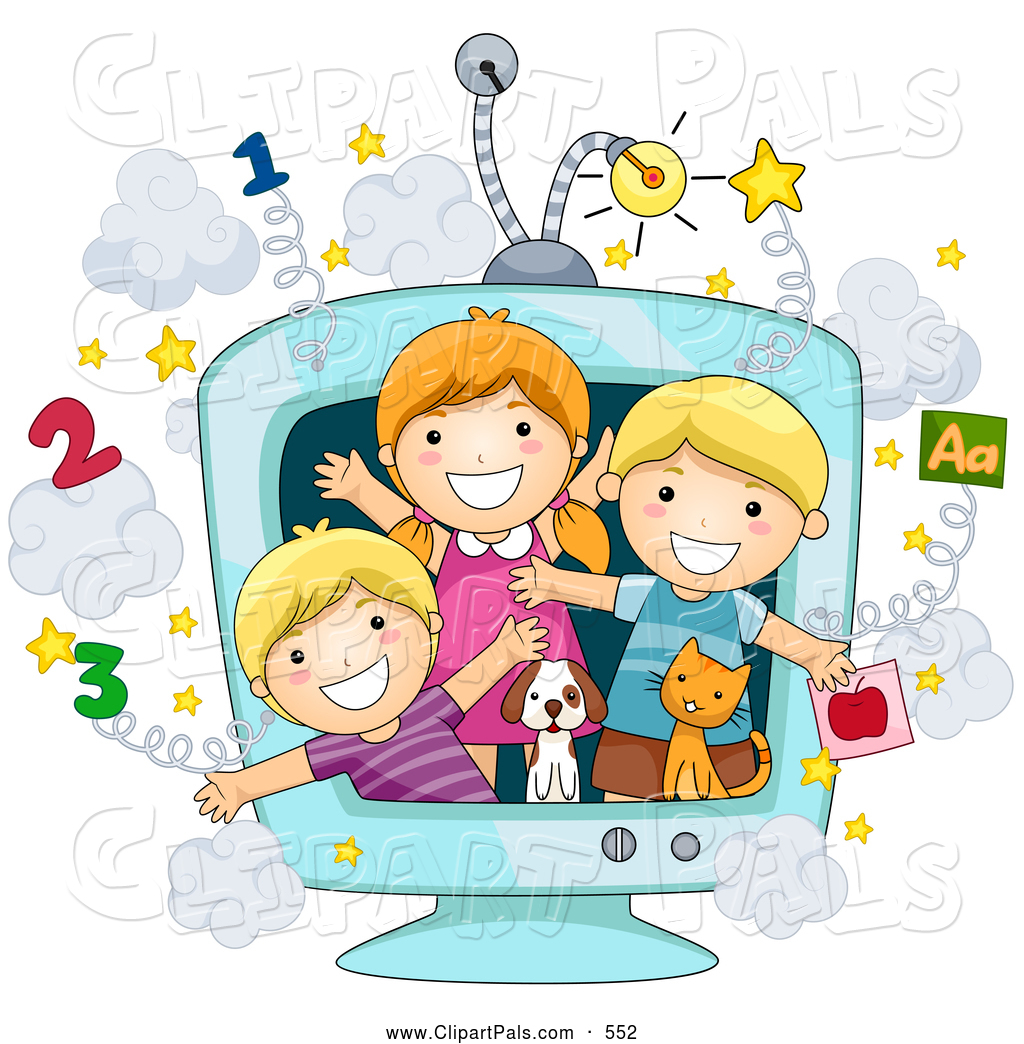 Pal Clipart Of A Group Of Three School Kids And Animals In An