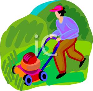 Person Mowing The Lawn   Royalty Free Clipart Picture