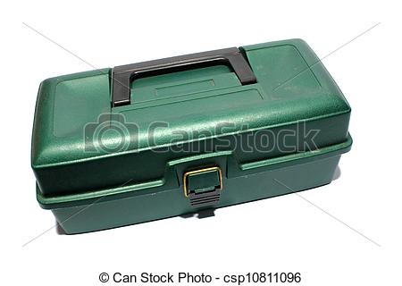 Photographs Of Tackle Box   Isolated Closed Plastic Green Tackle Box