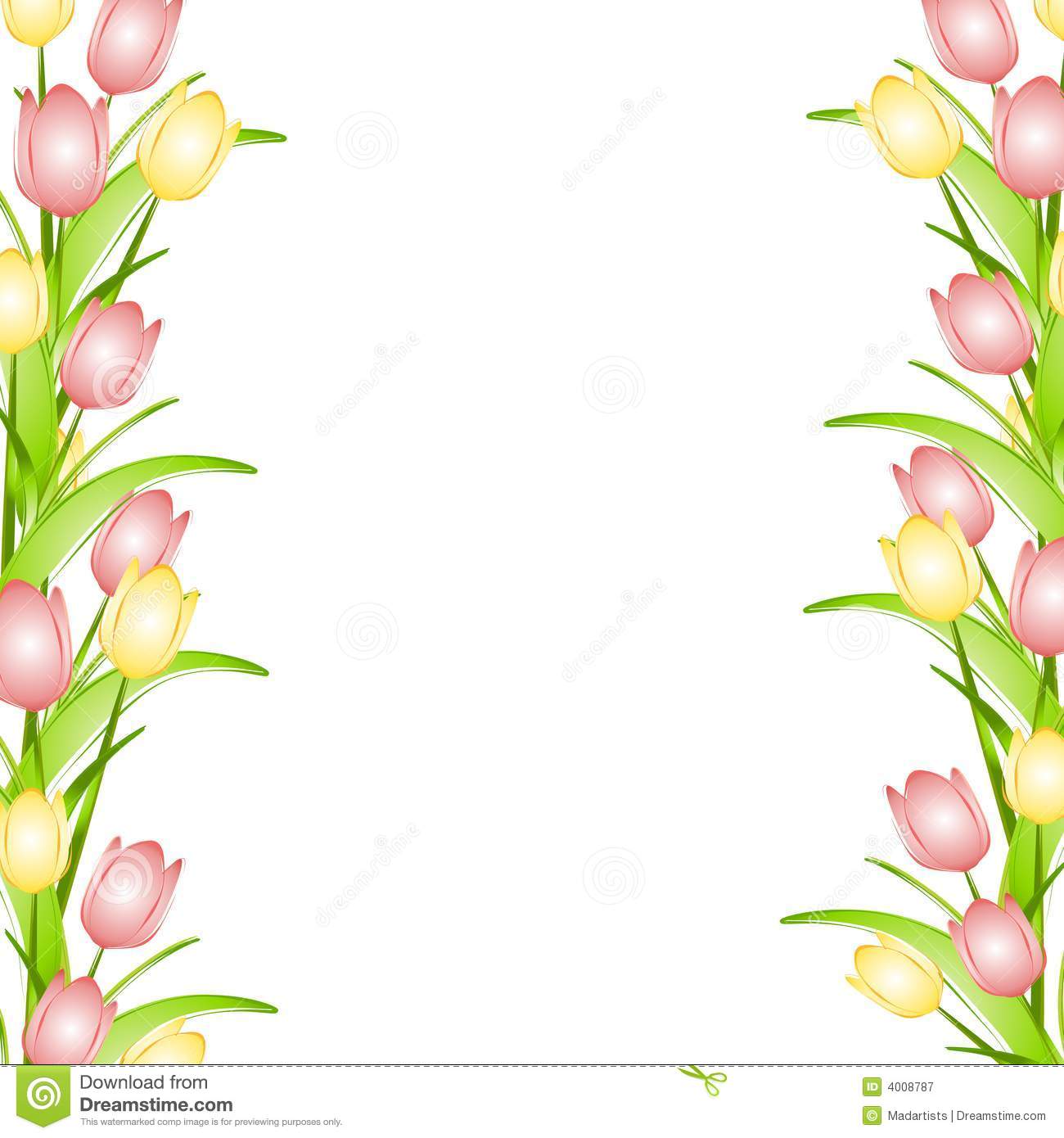 Pink Yellow Spring Tulips Flower Border Royalty Free Stock Photography    