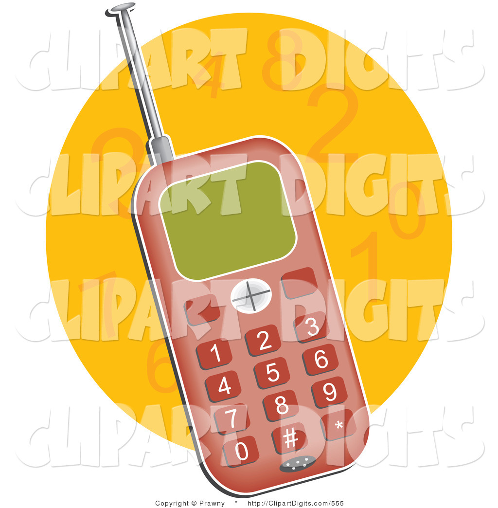 Red Retro Cellular Phone With A Pull Out Antenna Over An Orange Number