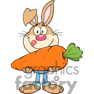 Royalty Free Rf Clipart Illustration Hungry Rabbit Cartoon Character