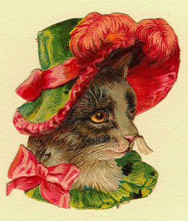 Three Cute Vintage Cats Victorian Clipart