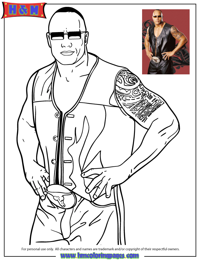 Wwe Superstar The Rock Coloring Page   H   M Coloring Pages