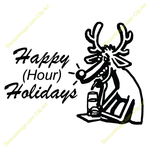 Clipart 12232 Happy Hour Holidays   Happy Hour Holidays Mugs T Shirts
