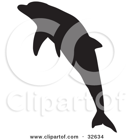 Clipart Illustration Of A Leaping Dolphin Silhouetted In Black By Kj