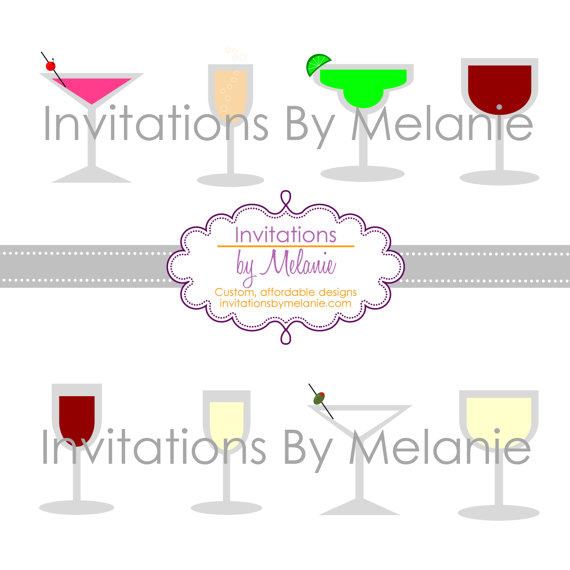 Cocktail Clipart   Happy Hour Fun Bachelorette Party Designs