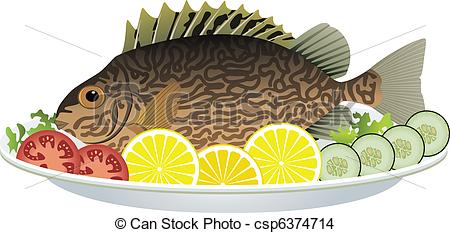 Cooked Fish And Raw Vegetables On A Plate   Csp6374714