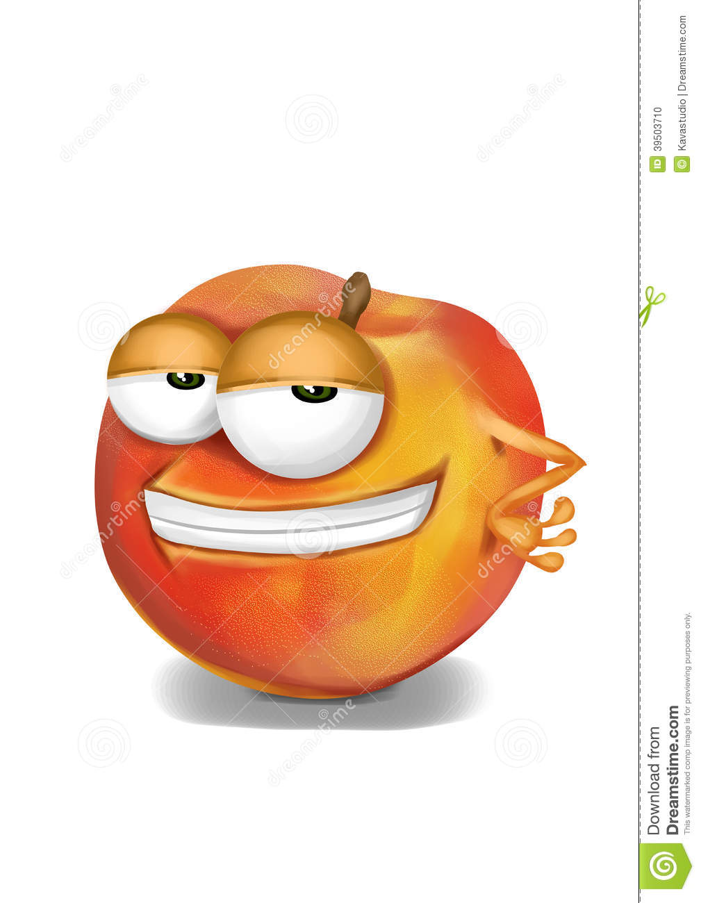 Cool Yellow Peach Cartoon Character Sly Eyes Stock Illustration