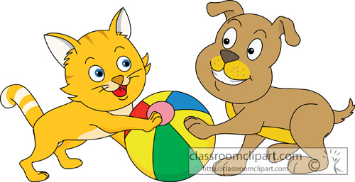 Dog Clipart   Cat And Dog Playing Test   Classroom Clipart