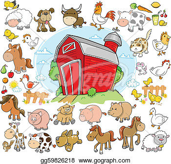Farm Animals Design Elements Vector Set  Eps Clipart Gg59826218