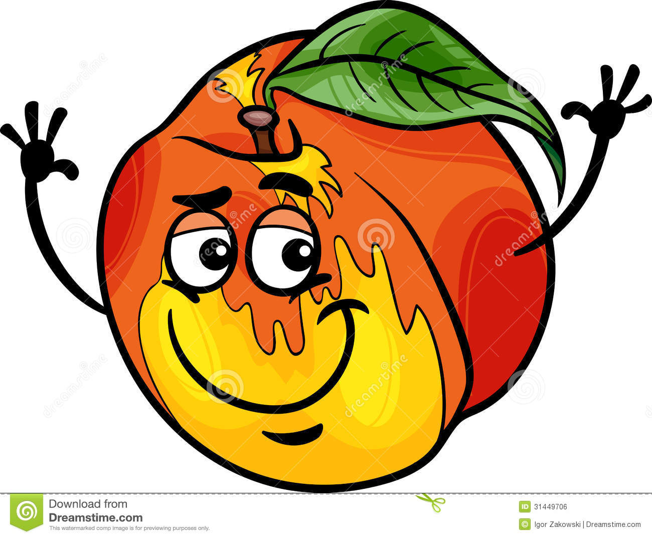 Funny Peach Fruit Cartoon Illustration Royalty Free Stock Image