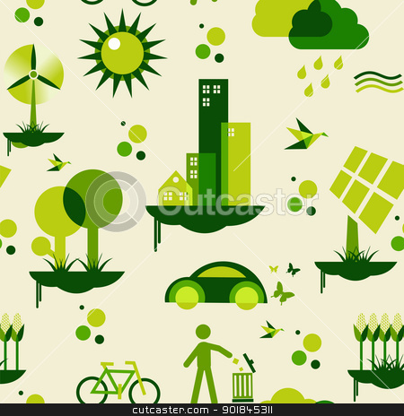 Green City Pattern Stock Vector Clipart Sustainable City Development