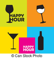 Happy Hour   Colorful Happy Hour Signs Background Vector