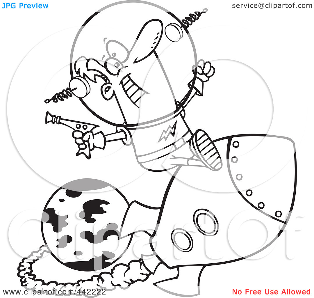 Outline Design Of A Space Man Riding A Rocket By Ron Leishman  442222