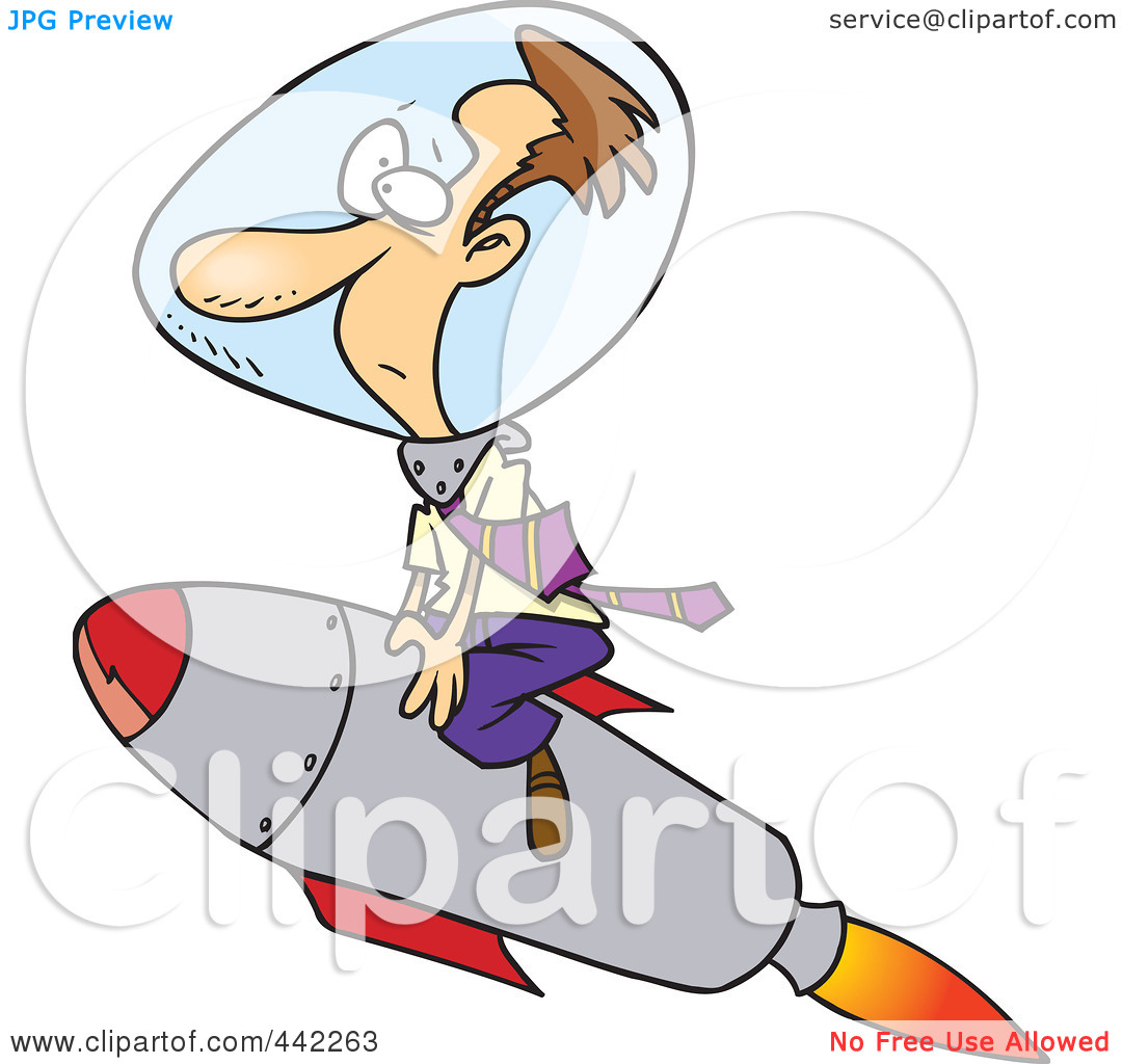 Roofer Cartoon Cartoon Space Man Riding A