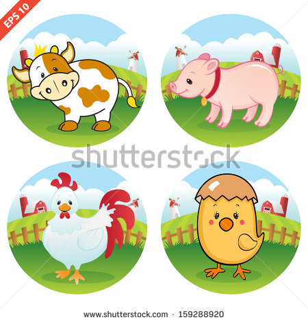 Stock Vector Farm Animal Clipart Collection Vector 159288920 Jpg