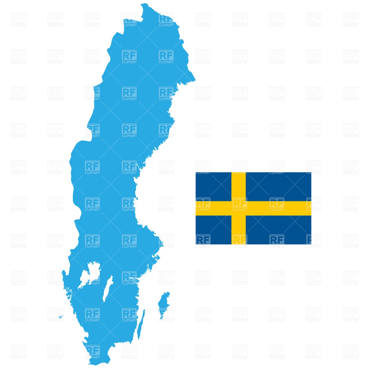 Sweden Map Silhouette And Flag Download Royalty Free Vector Clipart