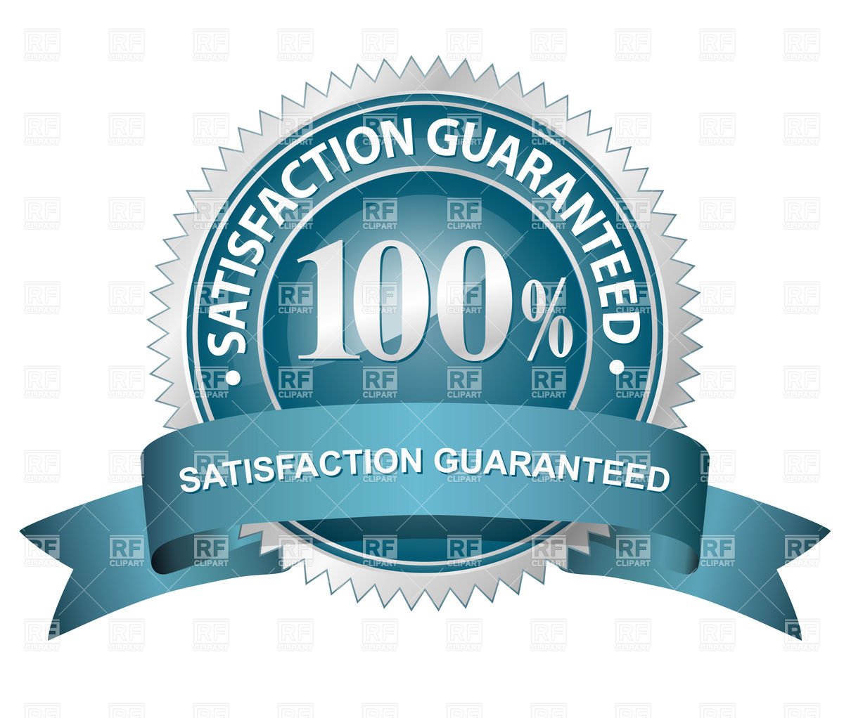 100  Satisfaction Guaranteed Sign With Ribbon Download Royalty Free