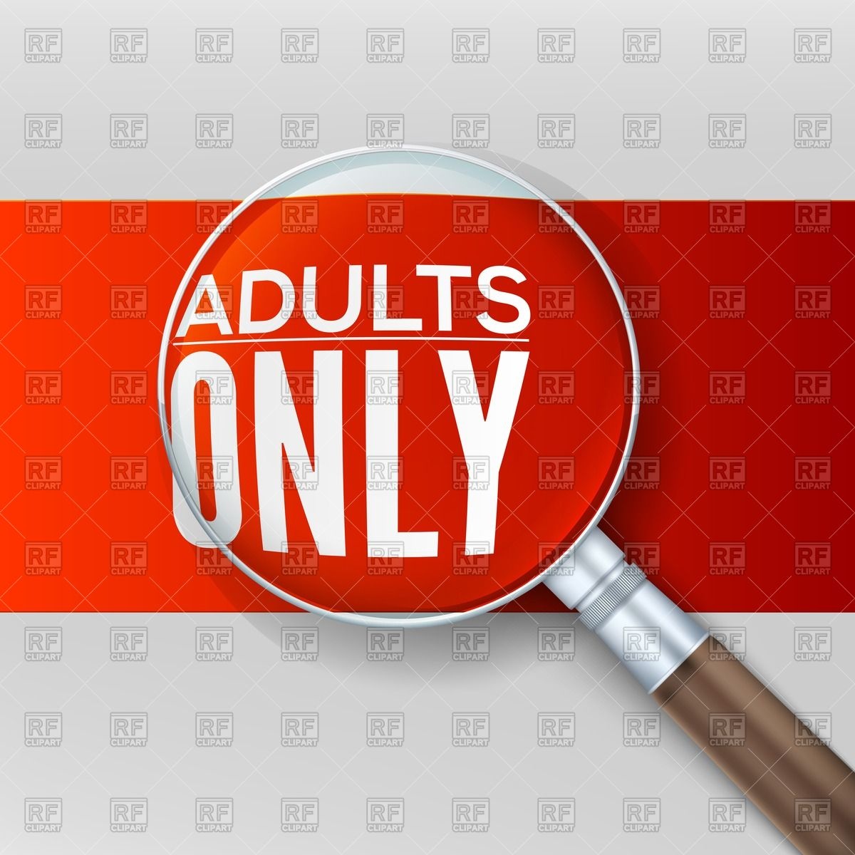 Adults Only   Red Banner With Magnifying Glass 46773 Design Elements