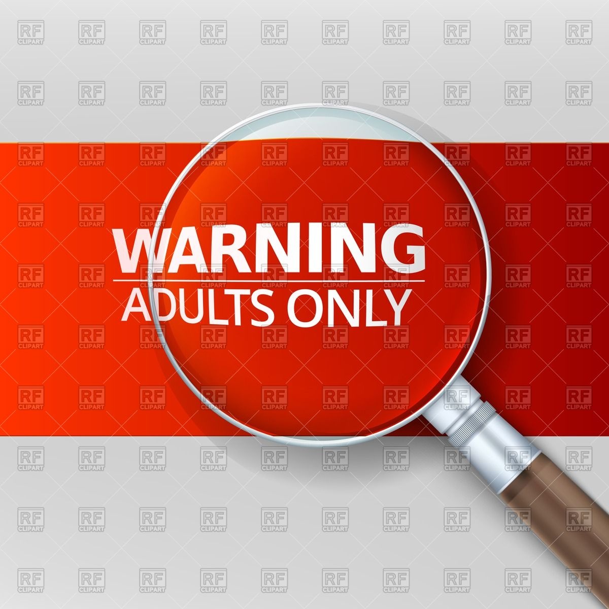Adults Only  Warning Banner With Magnifying Glass Download Royalty