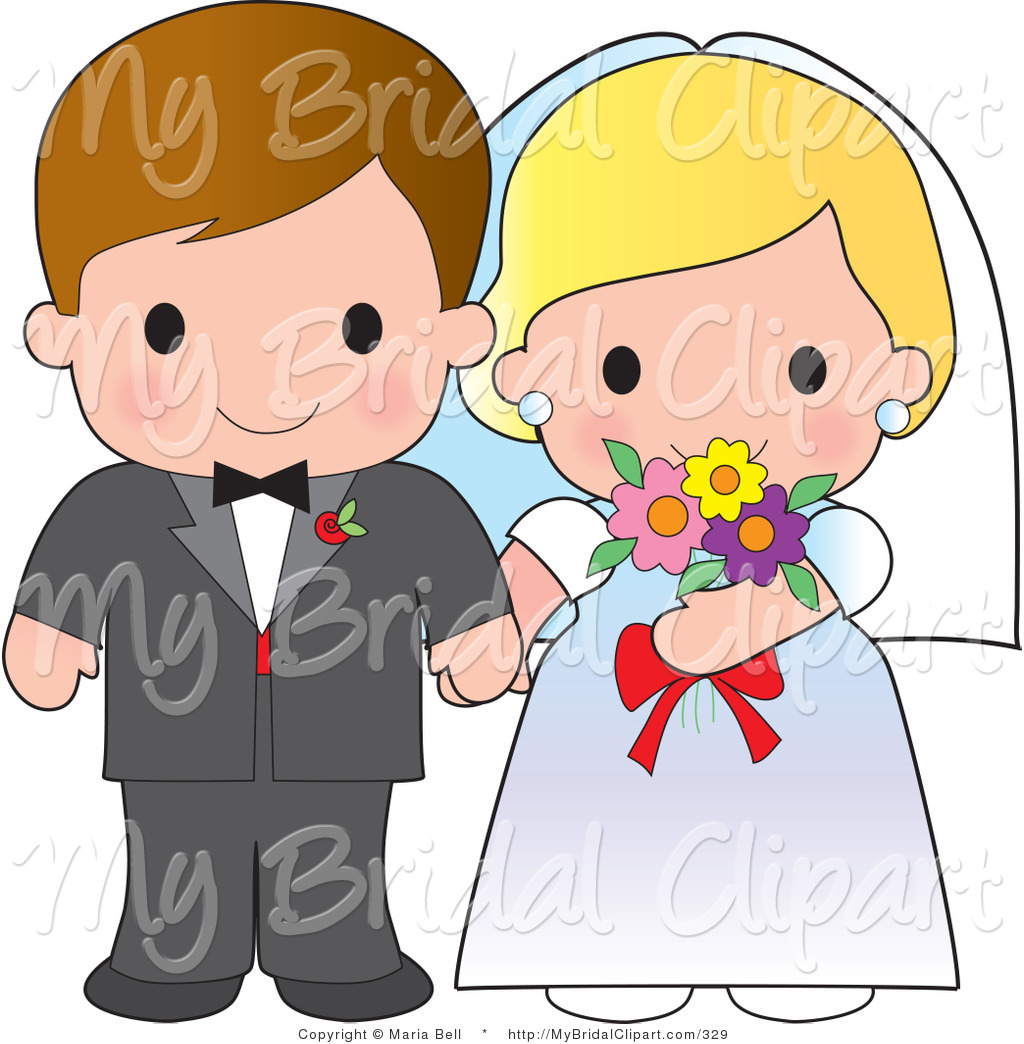 Bridal Clipart Of A Cute Caucasian Bride And Groom Wedding Couple