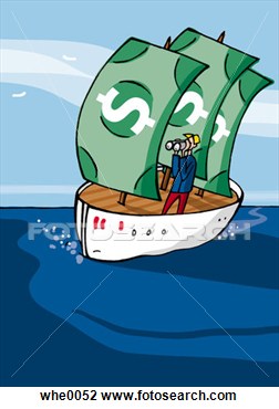 Clip Art   Boat With Dollar Bills For Sails  Fotosearch   Search    