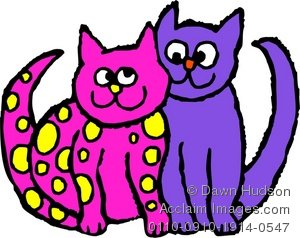 Clipart Illustration Of A Cute Cat Couple   Acclaim Stock Photography