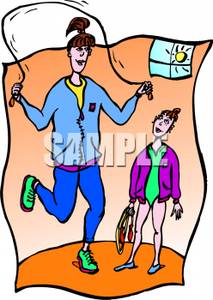 Clipart Image  A Girl Watching Her Gym Teacher Jump Rope