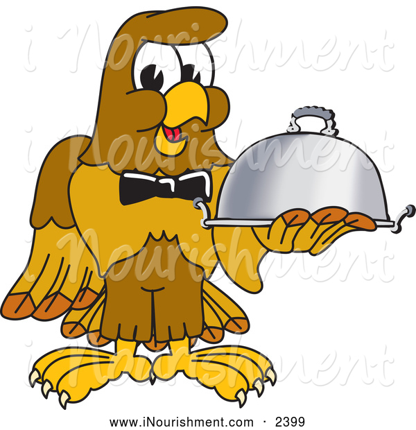 Clipart Of A Hawk Mascot Serving A Platter By Toons4biz    2399