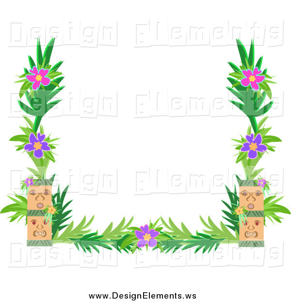 Clipart Of A Tiki And Flower Border By Bpearth    11112