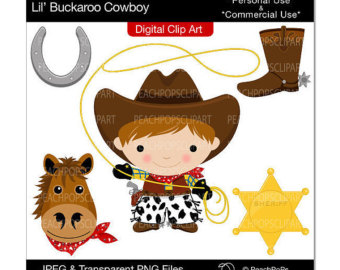 Cowboy Clipart Digital Clip Art Wil D West Horse Sheriff Boy   Lil