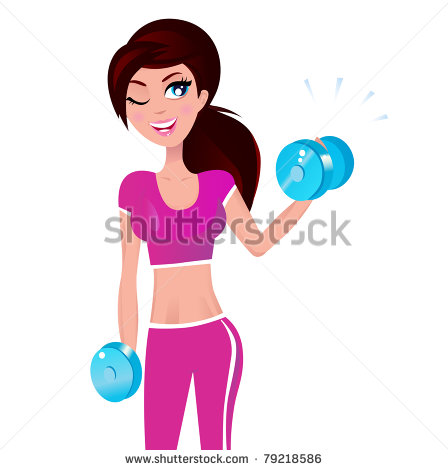 Cute Fitness Woman Isolated On White  Vector Illustration    Stock