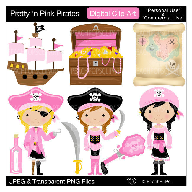 Cute Girls Pirate Clip Art Digital Clipart By Peachpopsclipart