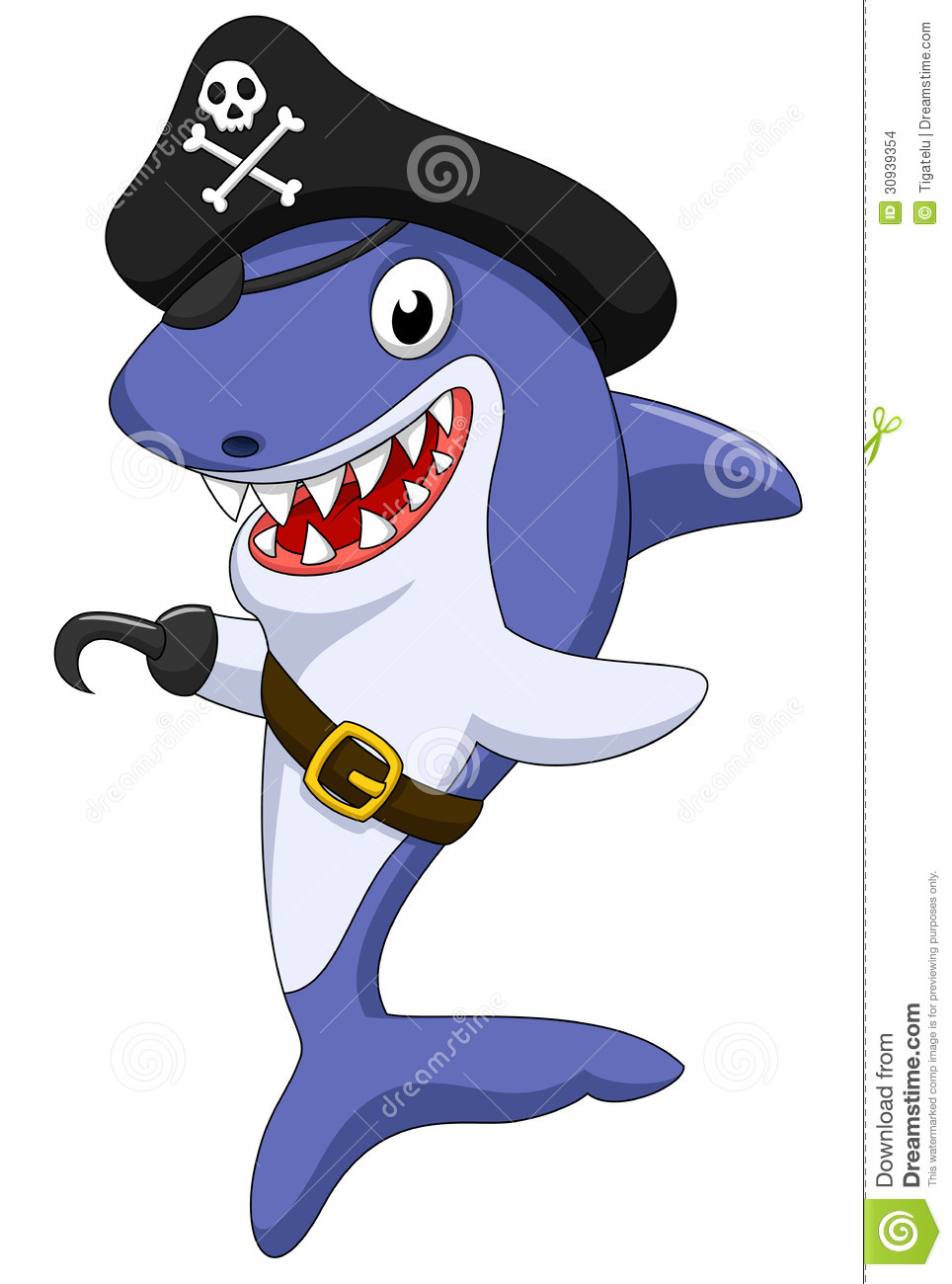 Cute Pirate Shark Cartoon Stock Images   Image  30939354
