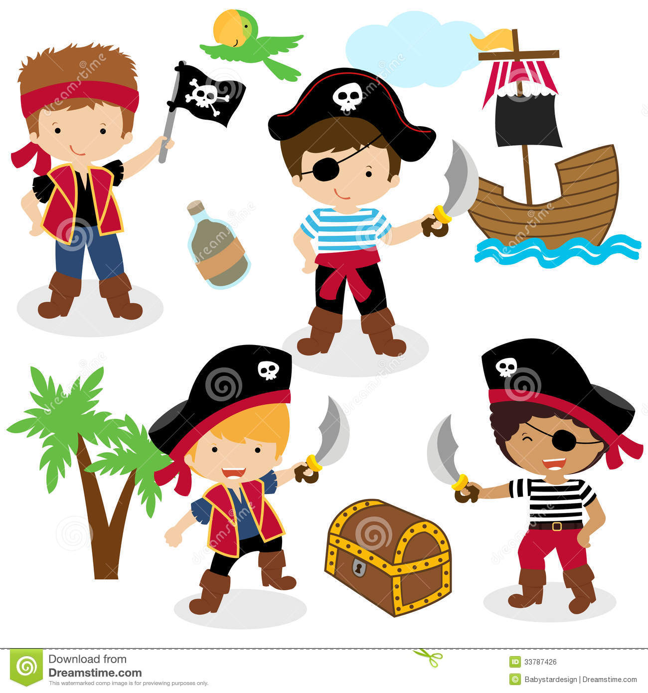 Cute Set Of Children Pirates Royalty Free Stock Image   Image
