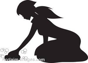 Description  This Silhouette Clipart Image Is Of A Maid Cleaning The