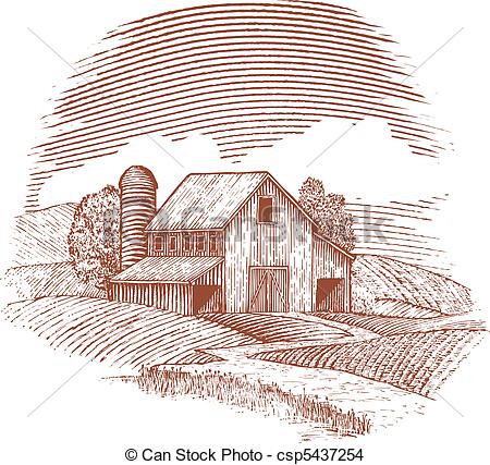 Eps Vector Of Woodcut Barn   Woodcut Style Illustration Of An Old Barn