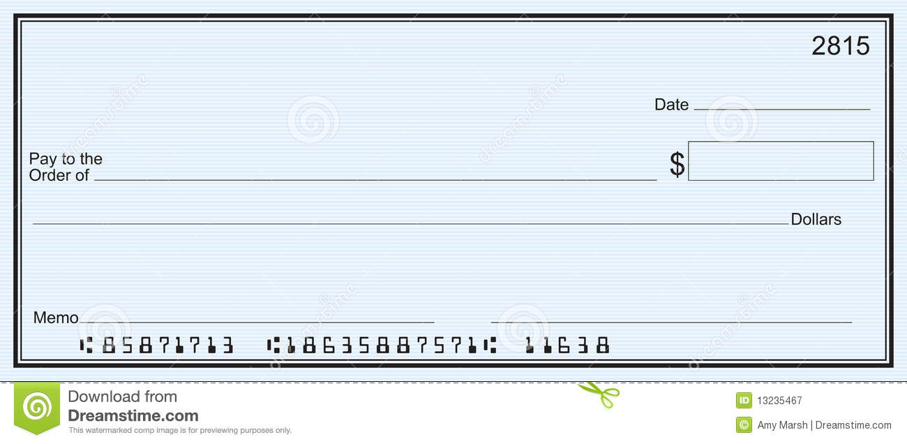Free Stock Photography  Large Blank Check   Blue Stripe Background
