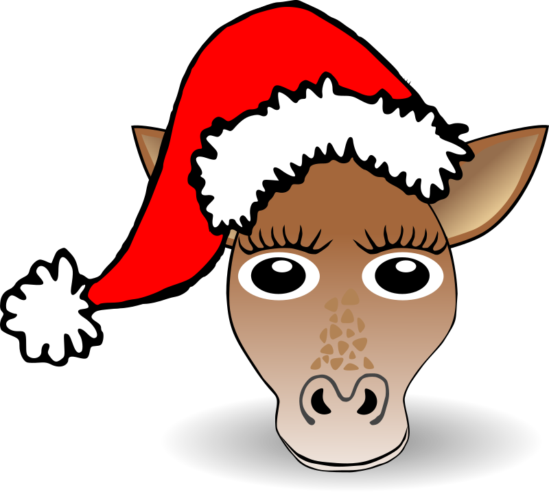 Funny Giraffe Face Cartoon With Santa Claus Hat By Palomaironique