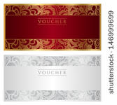 Gift Certificate Voucher Coupon Template With Blue Guilloche Pattern