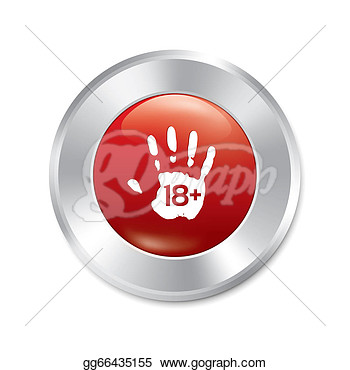Illustration   Adults Only Hand Button  Age Limit  Isolated   Clipart