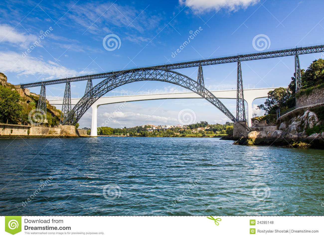 Metallic And Beam Bridges Porto River Portugal Royalty Free Stock    