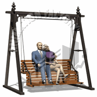 Older Couple Cuddling On Porch Swing Animated Clipart