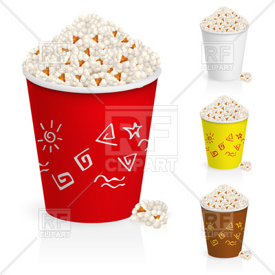 Popcorn In Paper Bucket Download Royalty Free Vector Clipart  Eps 