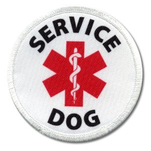 Service Dog Assistance Animal Red Medical Alert Symbol 3 Inch Sew On