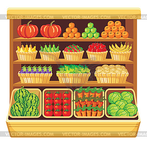 Supermarket  Vegetables And Fruits   Vector Clipart