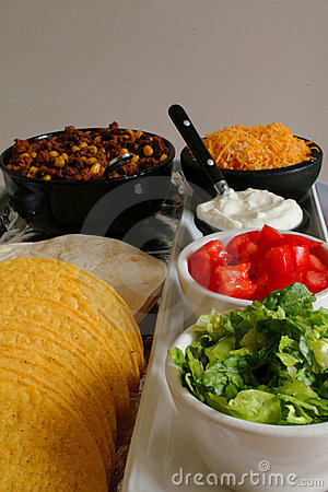 Taco Fixings Buffet Vertical Royalty Free Stock Photography   Image